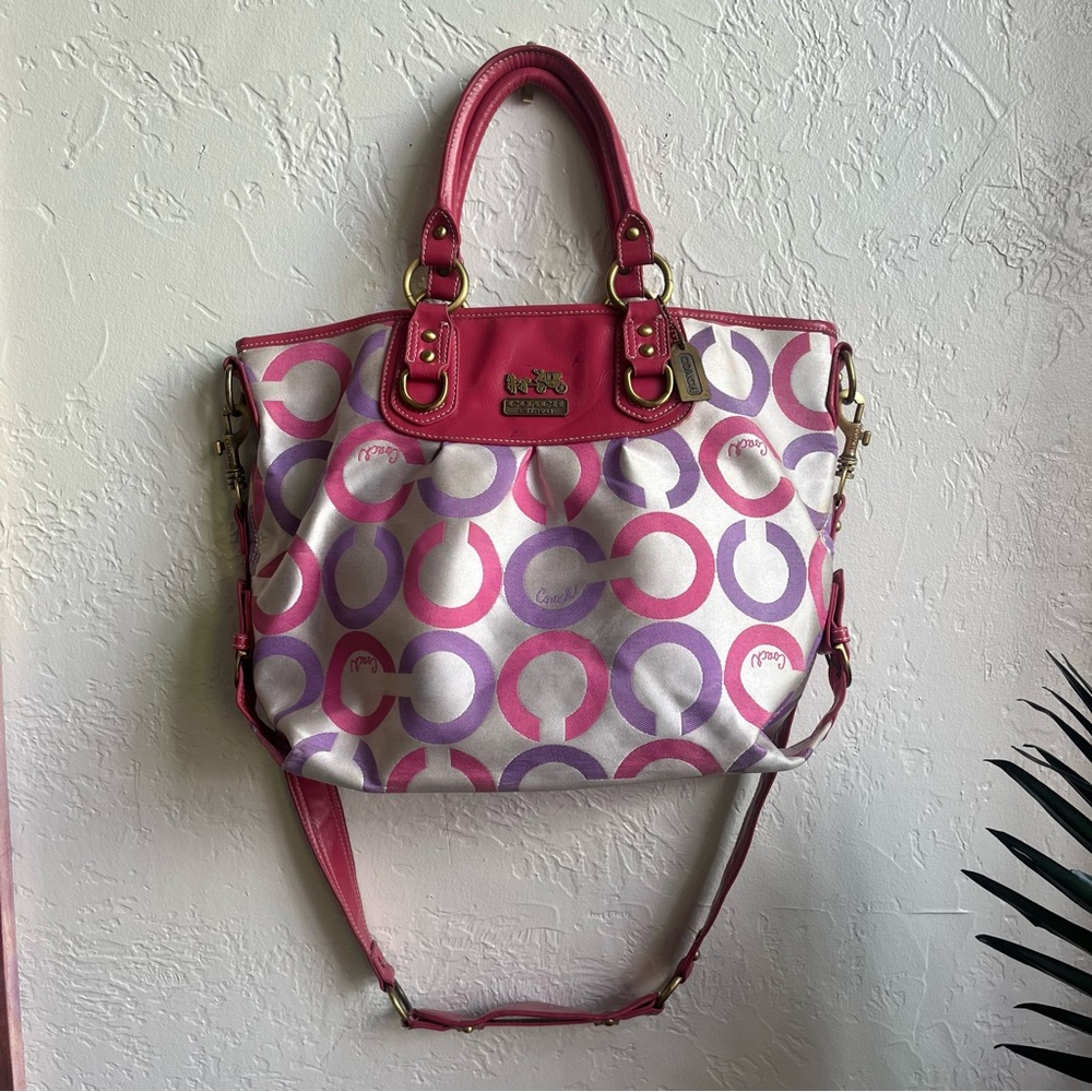 Y2K COACH Madison Julianne Op Art Signature Tote Large Satchel Shoulder Bag